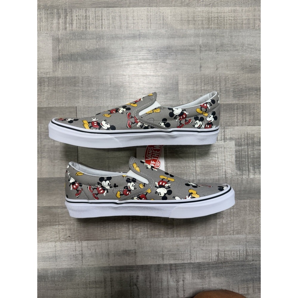 Disney X Vans Mickey Mouse Gray Slip-on Sneakers Men's Size 9.5 New W/box - Picture 3 of 7
